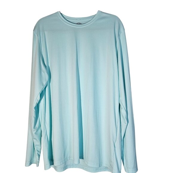 Vapor Apparel Mens Long Sleeve Performance Shirt XL Polyester Aqua UPF 50+ - Picture 2 of 11